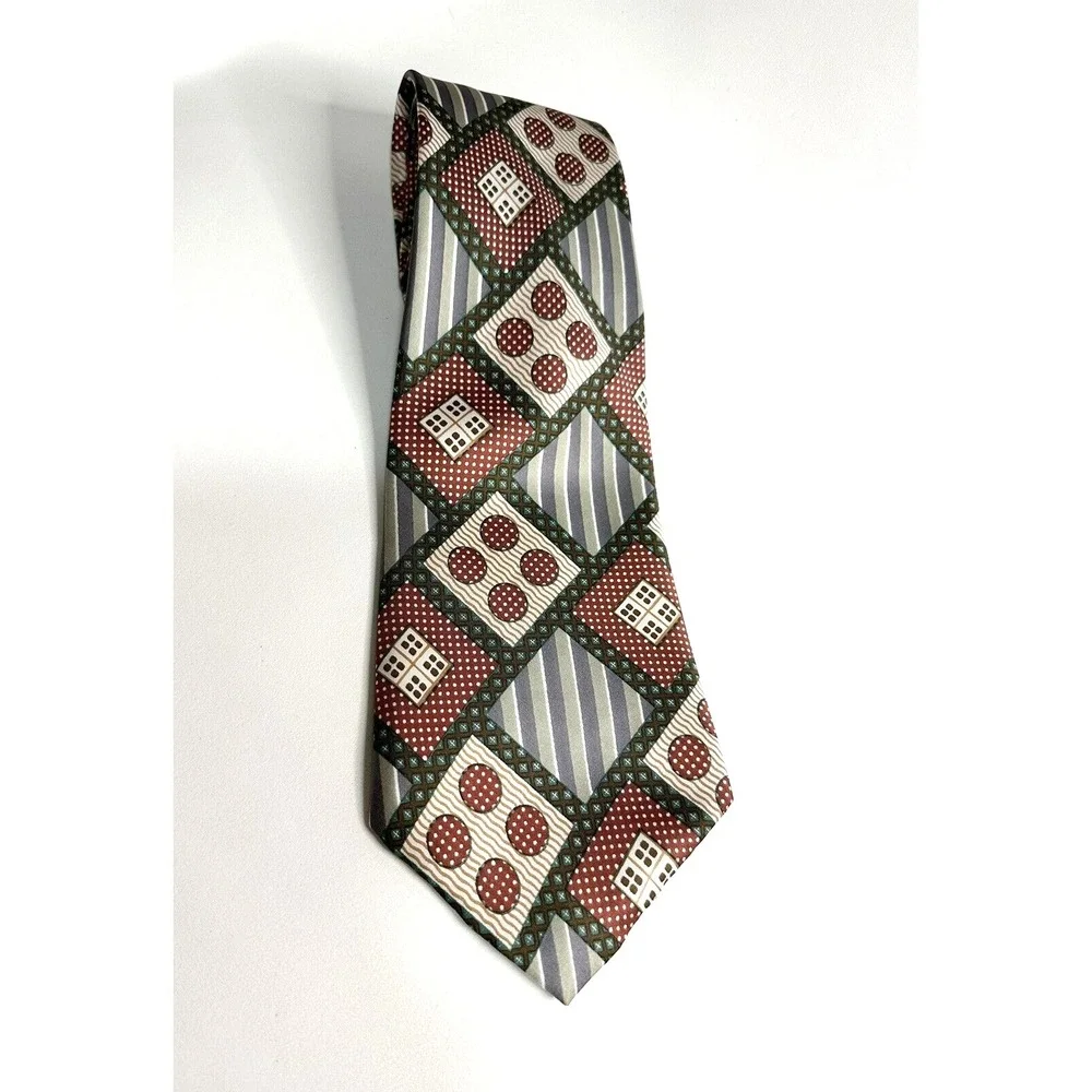 Hills Cashmere House Neck Tie By Michelsons All Silk Made In England Dots Domino